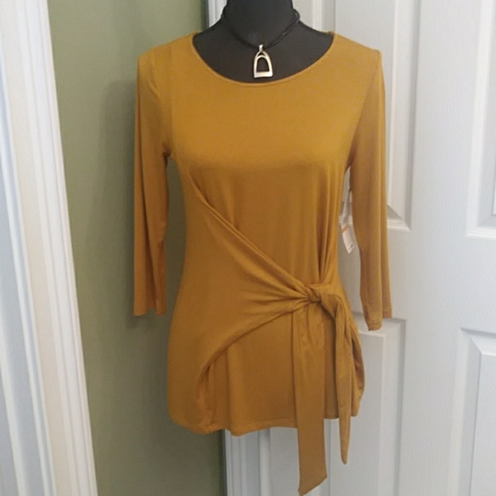 KAREN KANE 3/4 SLEEVE TIE-FRONT TOP SZ S